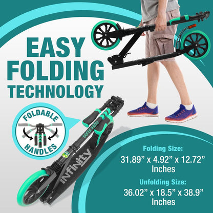 Kick Scooter for Teens & Adults, Smooth Ride, Alloy Deck, Aqua
