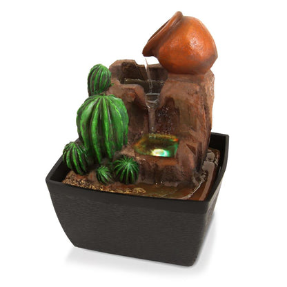 3-Tier Desktop Water Fountain - Relaxing LED Flow - Indoor/Outdoor Use