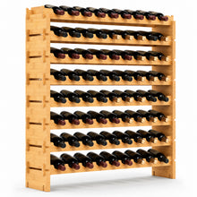 Stackable Wine Rack 72-Bottle Capacity Bamboo Modular Display Shelf