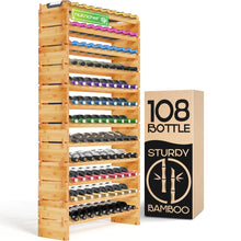 Bamboo Wine Rack 108-Bottle Capacity Sturdy Frame Easy Assembly