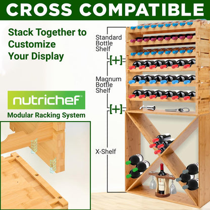 24 Bottle Bamboo Wine Rack - Space-Saving, Sturdy, Natural Finish