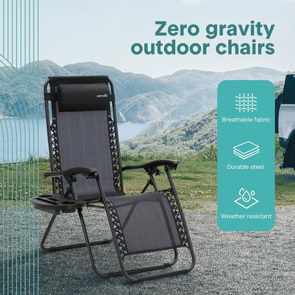 Zero Gravity Recliner Chairs 2-Pack, Ultimate Comfort, Steel & Textilene