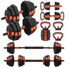 Squatz 4-In-1 Multifunctional 90 Lbs Adjustable Octagon Dumbbell Set With Barbell Connector, Kettlebell Handle, And Push-Up Handles For Home Gym Strength Training (Black And Red)