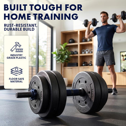 Squatz 4-In-1 Multifunctional 45 Lbs Adjustable Dumbbell Set With  Barbell Connector, Kettlebell Handle And Push-Up Handles For Home Gym Strength Training (Black And Navy)