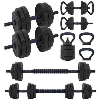 Squatz 4-In-1 Multifunctional 70 Lbs Adjustable Dumbbell Set With  Barbell Connector, Kettlebell Handle And Push-Up Handles For Home Gym Strength Training (Black And Navy)