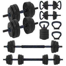 Squatz 4-In-1 Multifunctional 90 Lbs Adjustable Dumbbell Set With Barbell Connector, Kettlebell Handle And Push-Up Handles For Home Gym Strength Training (Black And Navy)