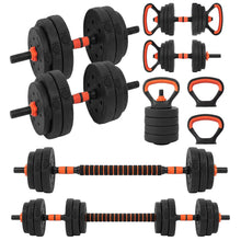 Squatz 4-In-1 Multifunctional 90 Lbs Adjustable Dumbbell Set With  Barbell Connector, Kettlebell Handle And Push-Up Handles For Home Gym Strength Training (Black And Red)