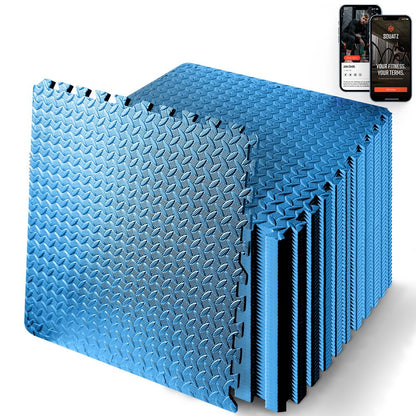 Exercise Mat 50 Pcs - Cushioned EVA Foam, Non-Skid, Easy Assembly, Blue