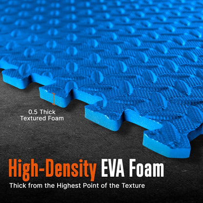 Exercise Mat 50 Pcs - Cushioned EVA Foam, Non-Skid, Easy Assembly, Blue