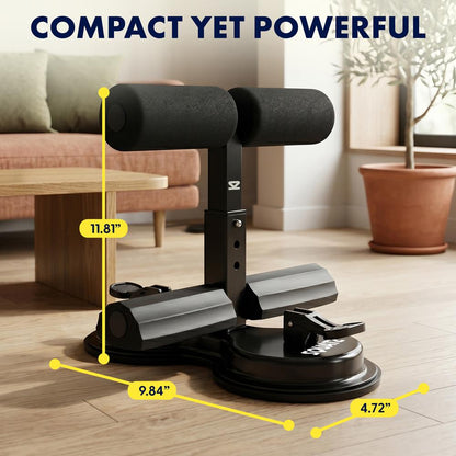 Squatz Portable Sit-Up Bar With Double Suction Cups For Home Fitness, Abdominal Training, And Core Strength Workouts (Black)