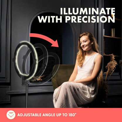 11" LED Selfie Ring Light, Adjustable Tripod, 10-Level Brightness