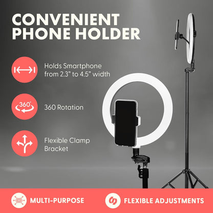 11" LED Selfie Ring Light, Adjustable Tripod, 10-Level Brightness