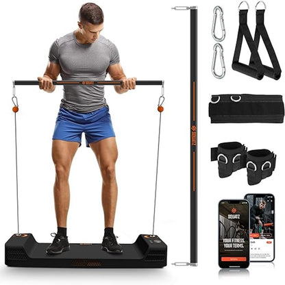 Mini Home Gym: Full Body Workouts, 150lb Resistance, LED Display, Orange