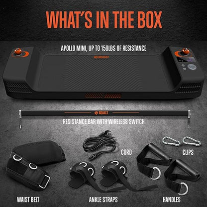 Mini Home Gym: Full Body Workouts, 150lb Resistance, LED Display, Orange