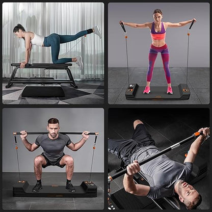 Mini Home Gym: Full Body Workouts, 150lb Resistance, LED Display, Orange