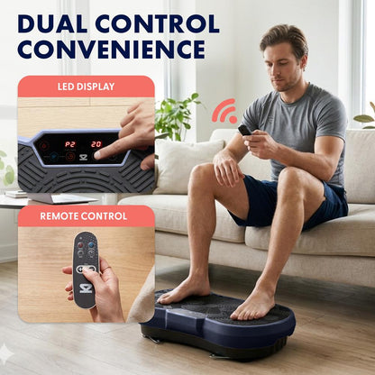 Hurtle Vibration Plate Machine – Adjustable 1–99 Speeds, Quiet, Lightweight, With Remote And Preset Programs Portable For Home And Office (Blue)
