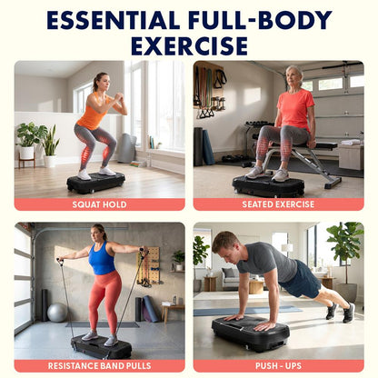 Hurtle Vibration Plate Machine – Adjustable 1–99 Speeds, Quiet, Lightweight, With Remote And Preset Programs Portable For Home And Office (Black)