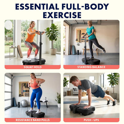 Hurtle Vibration Plate With Handle – Adjustable 1–99 Speeds, Quiet, Lightweight, With Remote And Preset Programs Portable For Home And Office (Black)