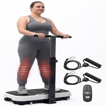 Hurtle Vibration Plate With Handle – Adjustable 1–99 Speeds, Quiet, Lightweight, With Remote And Preset Programs Portable For Home And Office (Gray)