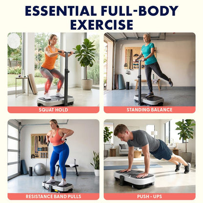 Hurtle Vibration Plate With Handle – Adjustable 1–99 Speeds, Quiet, Lightweight, With Remote And Preset Programs Portable For Home And Office (Gray)