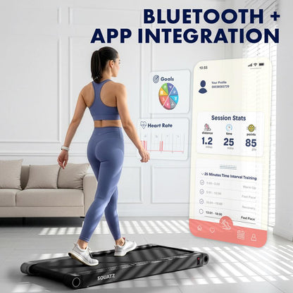 Squatz 2-In-1 Walking Pad With Vibration Plates – Compact Treadmill With 1.0Hp Motor, Led Display & Remote Control (Black)