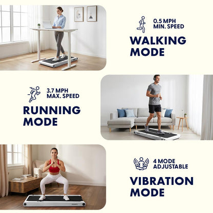 Squatz 2-In-1 Walking Pad With Vibration Plates – Compact Treadmill With 1.0Hp Motor, Led Display & Remote Control (Gray)